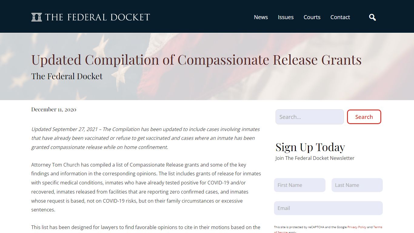 Updated Compilation of Compassionate Release Grants - The Federal Docket